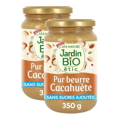Jardin Bio Etic Pur Beurre de Cacahuètes Sans Sucre Ajouté Bio sans huile de palme Vegan, Lot de 2x350g