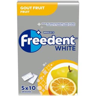Freedent Chewing gum White Fruits, 5 x 10  dragées