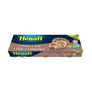 Henaff 2 Pâtés de foie et un pâté de campagne en conserve, 3x78g