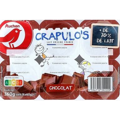 Auchan Crème dessert chocolat, 6x60g