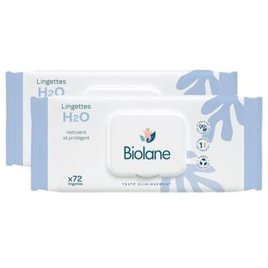 Biolane Lingettes épaisses H20, Lot de 2x72 lingettes