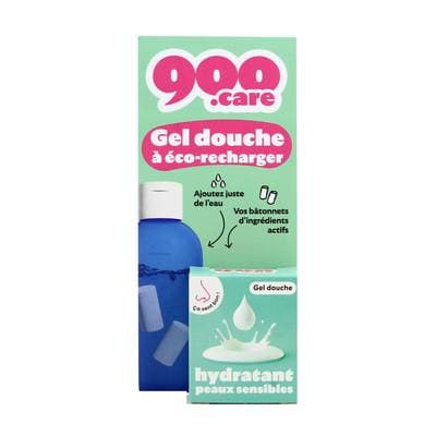 900Care Eco- recharge Bâtonnets Gel Douche A Dissoudre Hydratant, 240ml