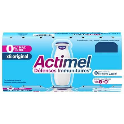 Actimel Yaourt à boire nature 0%mg, 8x100g