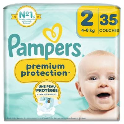 Pampers Premium protection Couches Bébés Prenium Protection 4-8kg T2, 35 couches