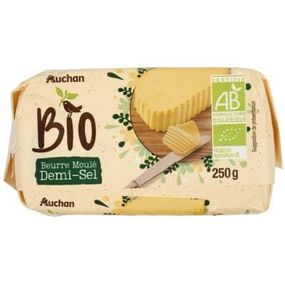 Auchan BIO Beurre Bio moulé demi-sel, 250g