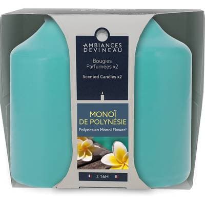 Ambiances Devineau 2 bougies cylindrique Monoï de Polynésie, 8,5 cm