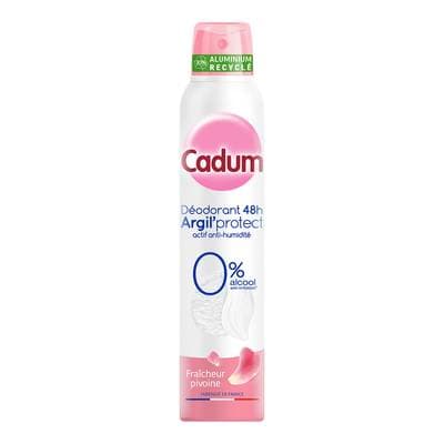 Cadum Déodorant spray Argil Protect Fraîcheur Pivoine 48H, 200ml