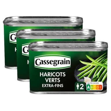Cassegrain Haricots verts extra-fins cueillis main, Lot de 3x220g