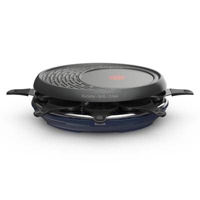Tefal Raclette Grill Crêpes Colomania Bleue 8 coupelles RE310412