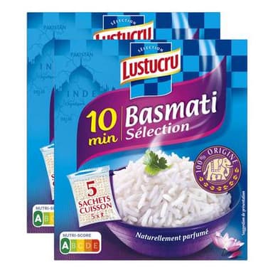 Lustucru Riz Basmati Sélection Sachet Cuisson, Lot de 2 - 5x90g
