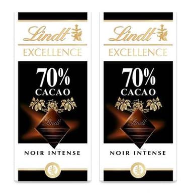 Lindt Excellence noir intense 70%, Lot de 2x100g