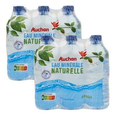 Auchan Eau minérale naturelle, Lot de 2 - 6x50cl