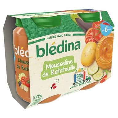 Blédina Mousseline de Ratatouille Pot Bébé Dès 6 mois, 2x200g