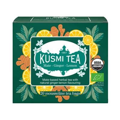 Kusmi Tea Thé Maté Gingembre Citron Bio, 20 sachets