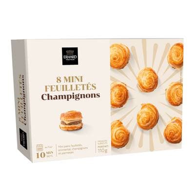 Erhard traiteur Mini feuilletés champignons, emmental et parmesan, 110g