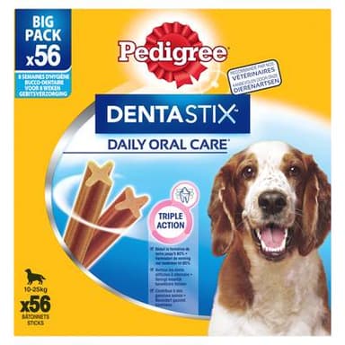 Pedigree Dentastix Daily Oral Care - Bâtonnets Hygiène Bucco-Dentaire pour moyen chien x56, 1440g