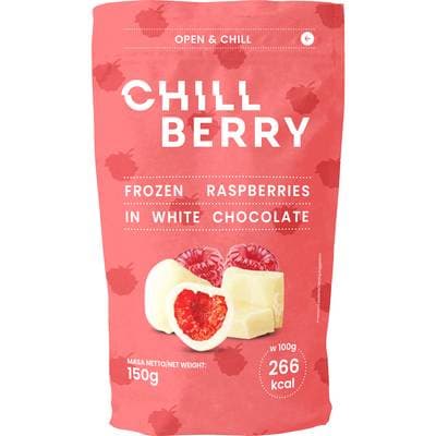 Chill Berry  Framboises enrobées de chocolat blanc, 150g