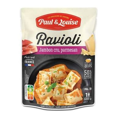 Paul & Louise Ravioli Jambon Cru et Parmesan micro-ondes, 300g