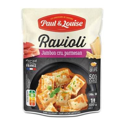 Paul & Louise Ravioli Jambon Cru et Parmesan micro-ondes, 300g