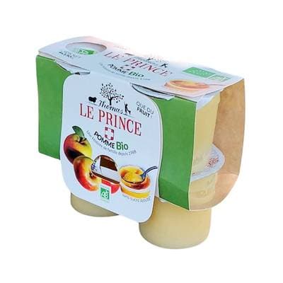Thomas Le Prince Compote Coupelles bio pomme sans sucres ajoutés, 4x130g