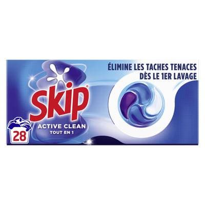 Skip Lessive Capsules Active Clean Tout en 1, 28 capsules