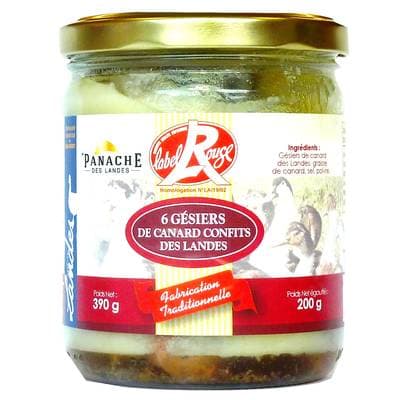 Panache Des Landes 6 Gésiers confits de canard des Landes Label Rouge IGP, 390g