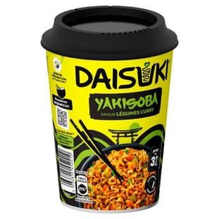 Daisuki Nouilles instantanées Yakisoba Saveur Curry et Légumes en cup, 93g