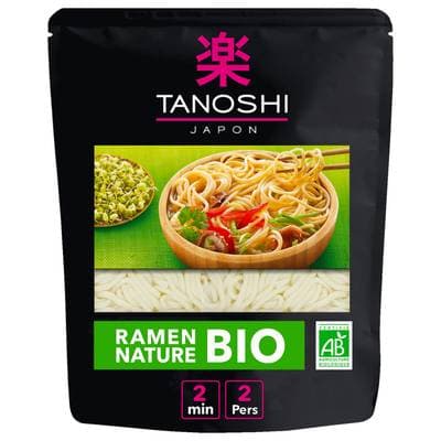 Tanoshi - Japon Ramen Nature Nouilles Précuites Bio, 340g