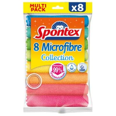 Spontex Lavette microfibre multi usages, 8 pièces