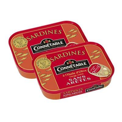 Connetable Sardines à l'huile d'olive sans arrête, Lot de 2x115g