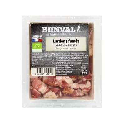 Bonval Lardons Fumés Bio, 150g