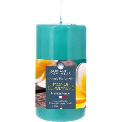 Ambiances Devineau Bougie cylindrique Monoï de Polynésie, 13 cm