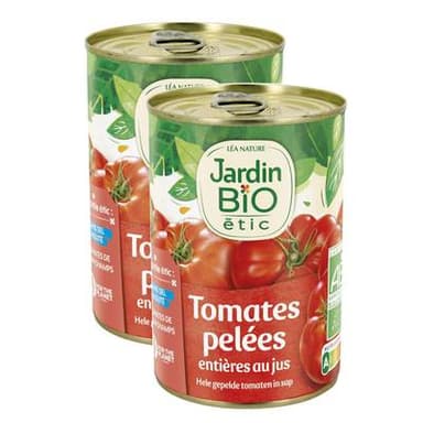 Jardin Bio Etic Tomates pelées entières au jus bio, Lot de 2x240g