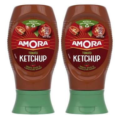 Amora Tomato Ketchup en Flacon, Lot de 2x280g