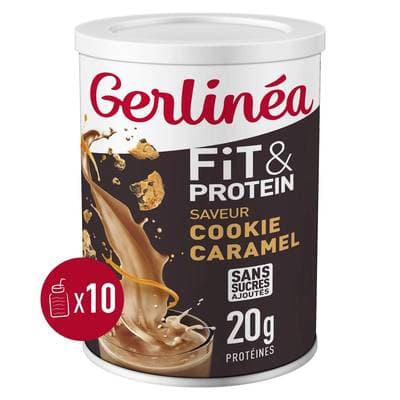 Gerlinéa Milkshake poudre Fit et Protéine - Cookies et Caramel, 340g