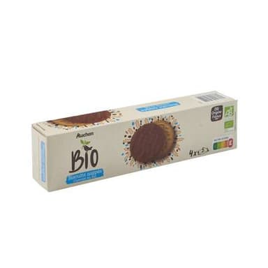 Auchan BIO Biscuits nappés au chocolat au lait bio, 210g
