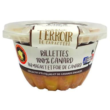Terroir de Caractère Rillettes 100% Canard au Magret et Foie Gras, 130g