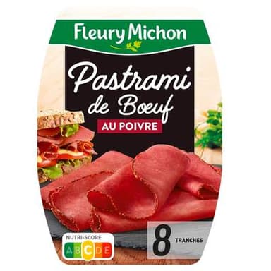 Fleury Michon Pastrami de Boeuf au Poivre, 8 tranches - 100g