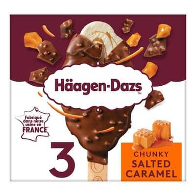 Häagen-Dazs Bâtonnets caramel salé, 3 bâtonnets - 204g
