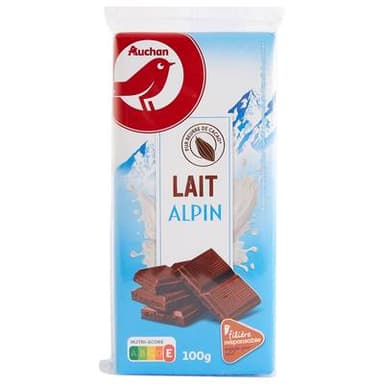 Auchan Tablette de chocolat au lait Alpin, 3x100g