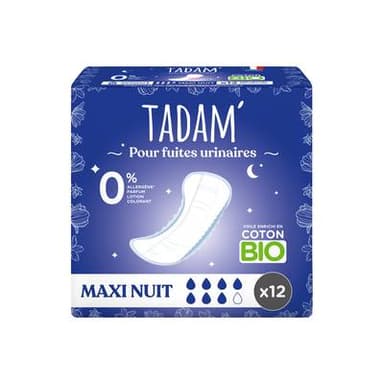 Tadam Serviette de nuit pour fuite urinaire, 12 serviettes
