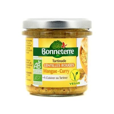Bonneterre Tartinade lentille rouge mangue curry bio, 140g