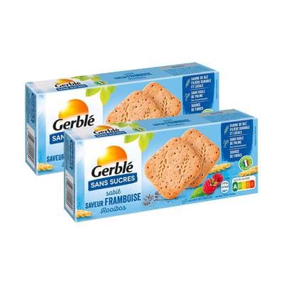 Gerblé Sans Sucres 12 Biscuits Sablé saveur Framboise Rooibos, Lot de 2x132g