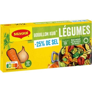 Maggi Bouillon Kub Légumes -25% de sel en moins - 12 cubes, 12x10g