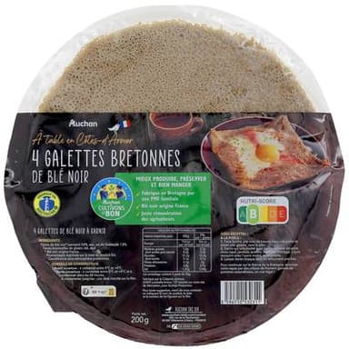 Auchan Galettes Bretonnes au Blé Noir, 4 galettes - 200g