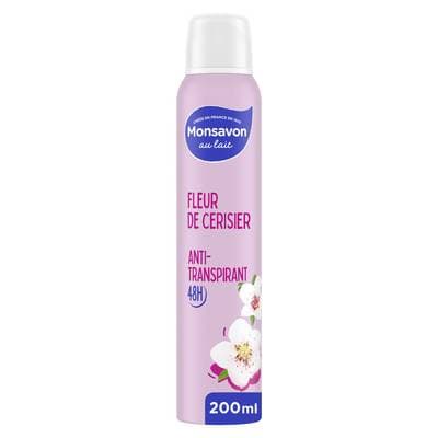 Monsavon Déodorant spray Anti-transpirant 48h Fleur de cerisier, 200ml