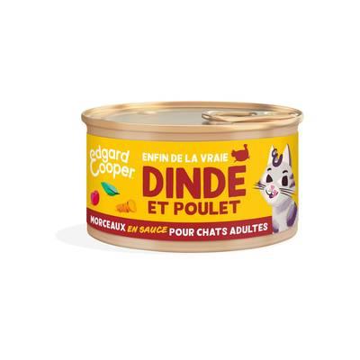 Edgard Cooper - Boîte Morceaux en sauce Dinde et Poulet sans céréales pour Chat Adulte