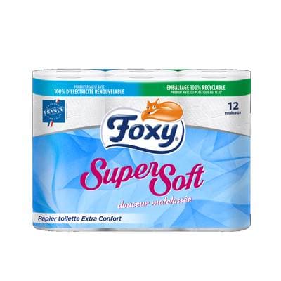 Foxy Papier toilette blanc extra confort 2 épaisseurs, 12 rouleaux