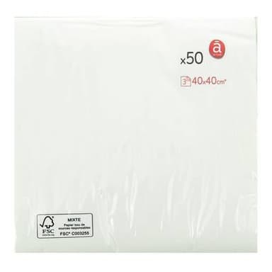 ACTUEL Serviette blanche 40 x 40cm, 50 serviettes