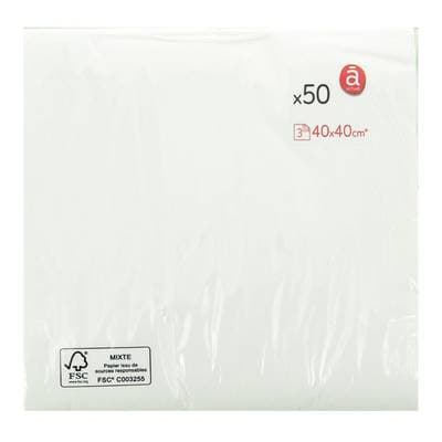 ACTUEL Serviette blanche 40 x 40cm, 50 serviettes